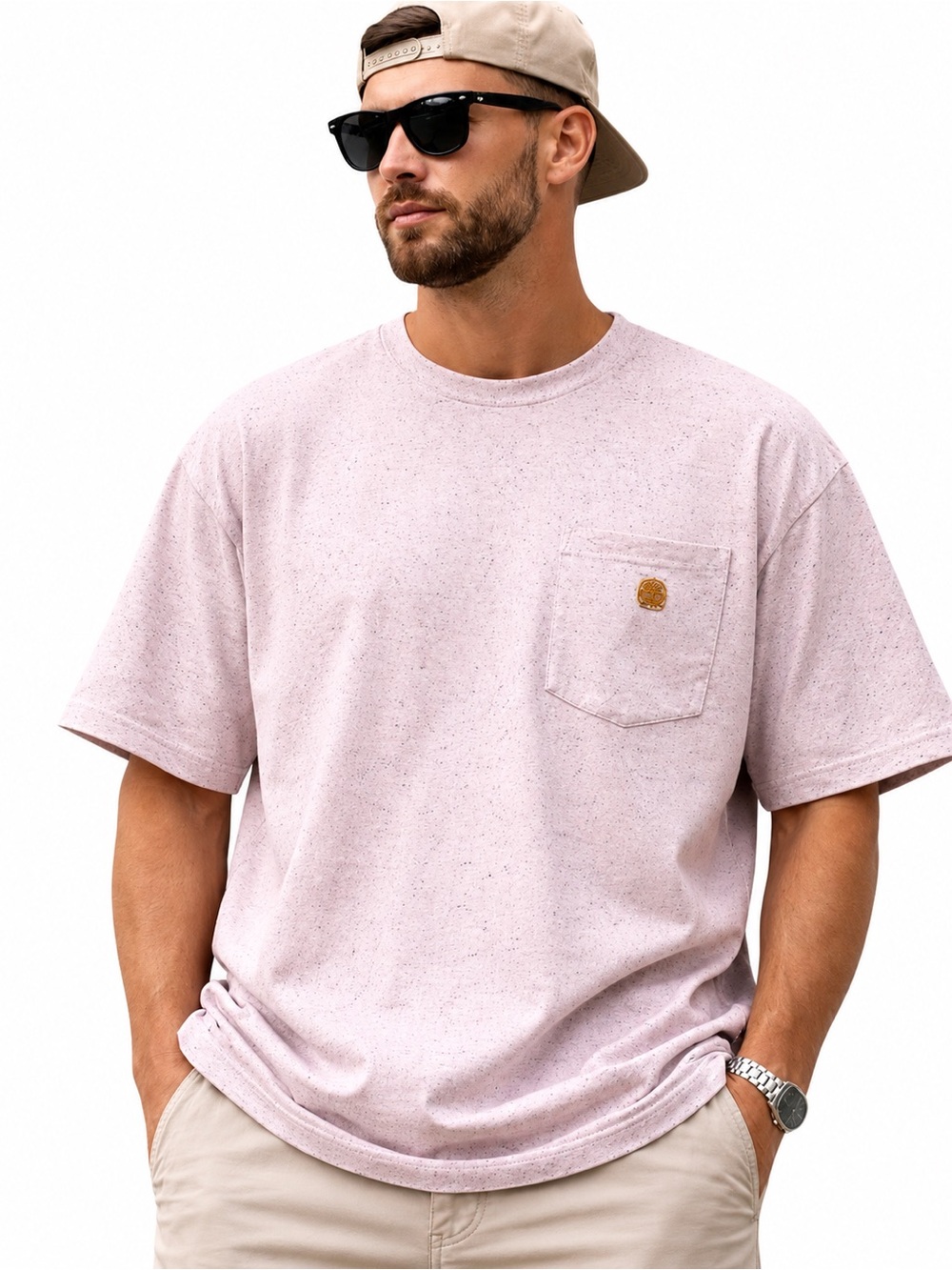 Carhartt Men's Loose Fit Pale Purple Lavender Speckled Front Pocket T-Shirt 2XL
